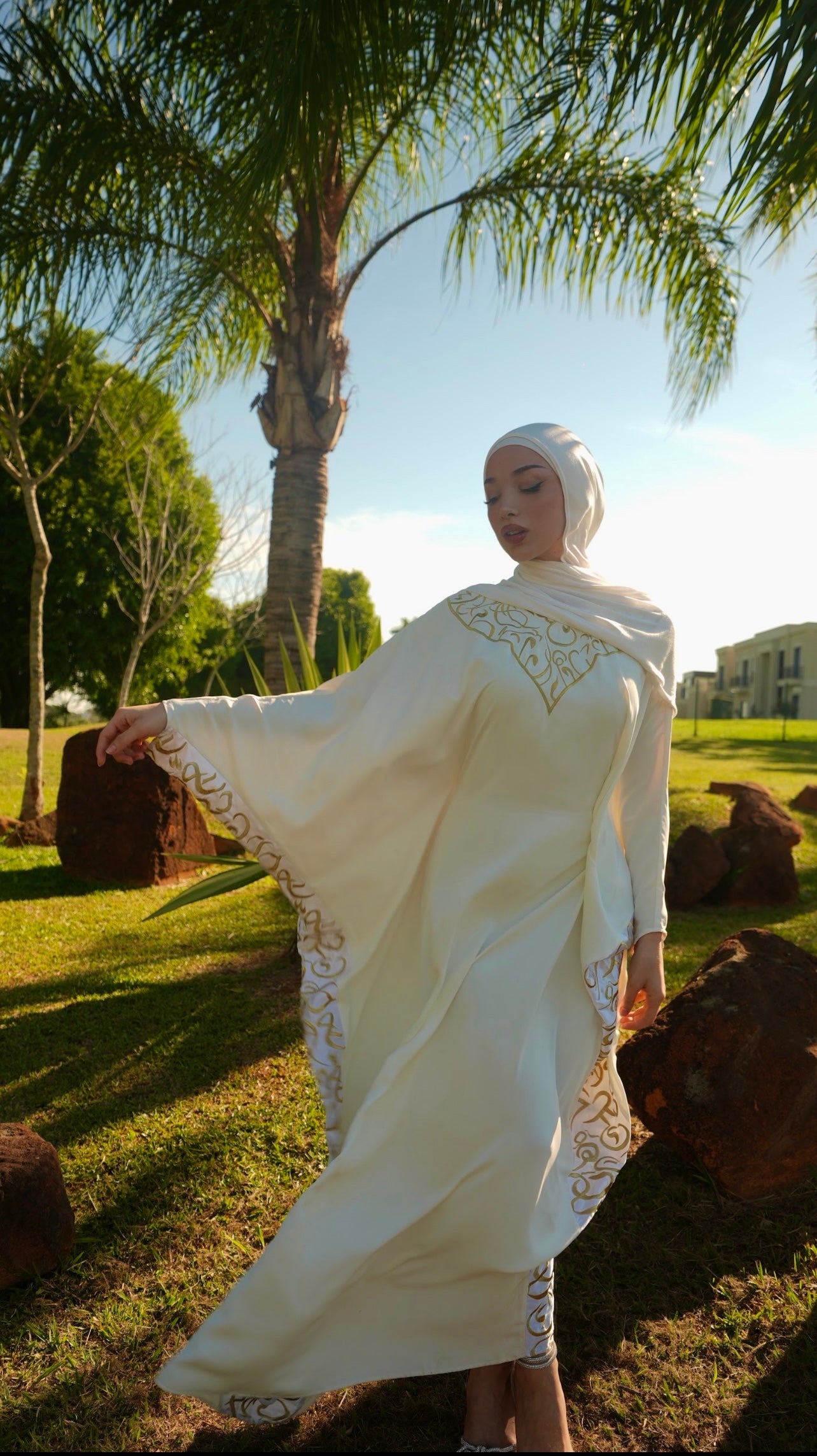 White Butterfly With Gold Embroidery