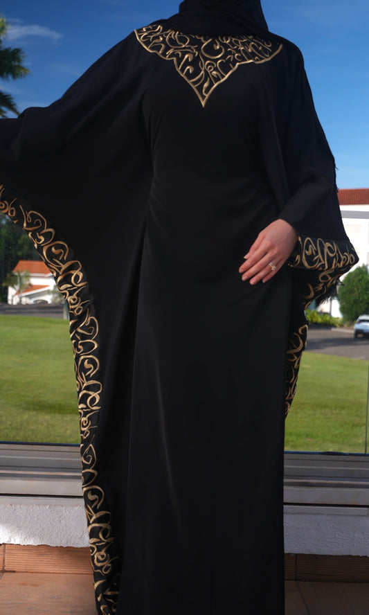 Black Butterfly With Gold Embroidery