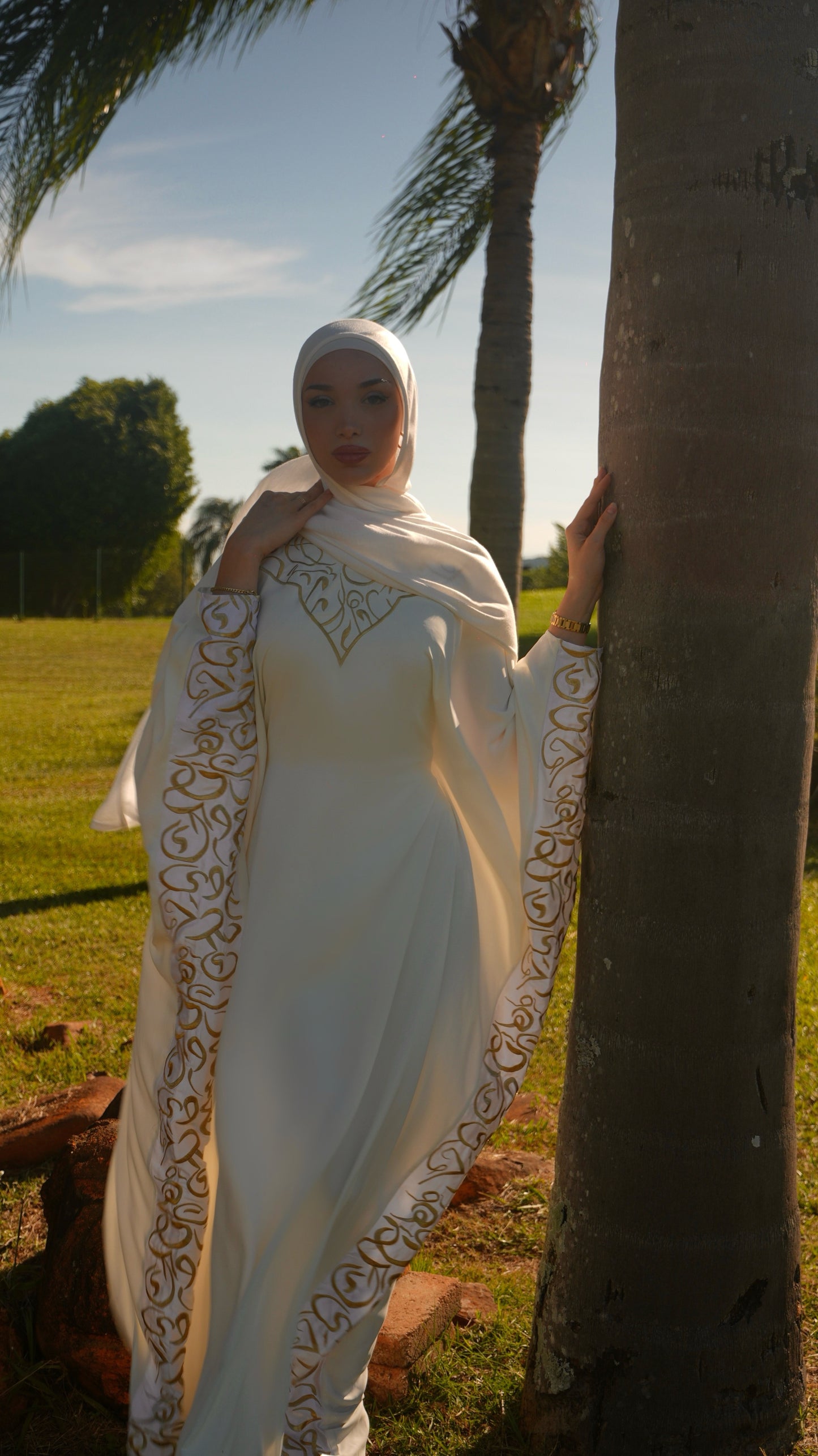 White Butterfly With Gold Embroidery
