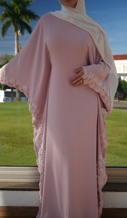 Blush Pink Butterfly With Floral Lace