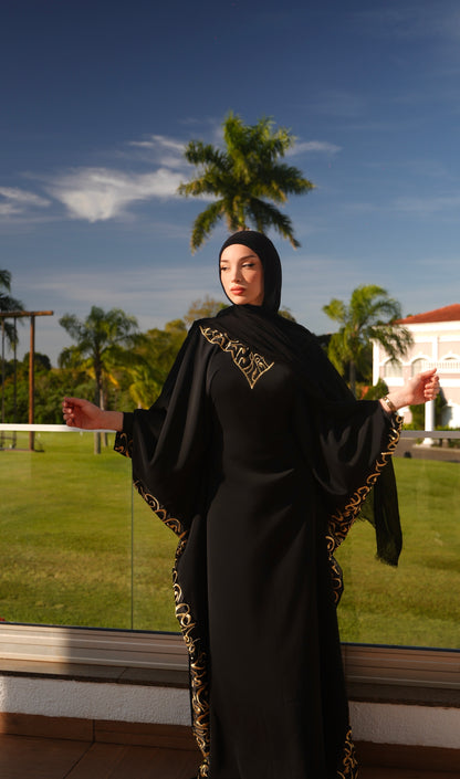 Black Butterfly With Gold Embroidery