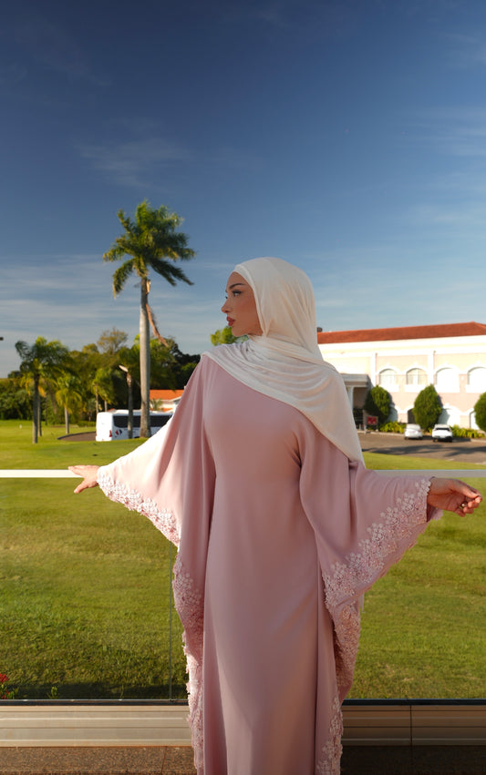 Blush Pink Butterfly With Floral Lace